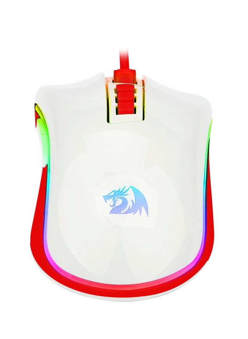 Wired Gaming Mouse Cobra Cherry M711C , Pixart PWM3327 Sensor, up to 12400 DPI, 8 Programmable Buttons, USB 2.0 Connectivity, 1.8m Cable Length, White/Red | M711C