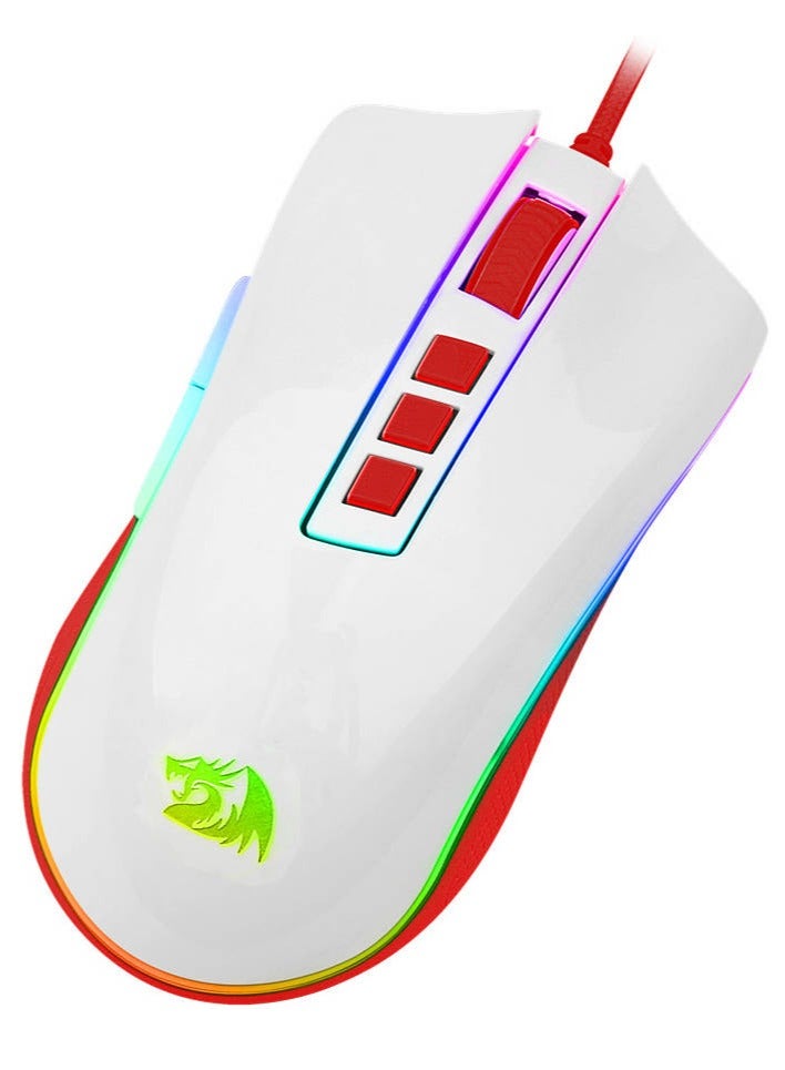 Wired Gaming Mouse Cobra Cherry M711C , Pixart PWM3327 Sensor, up to 12400 DPI, 8 Programmable Buttons, USB 2.0 Connectivity, 1.8m Cable Length, White/Red | M711C