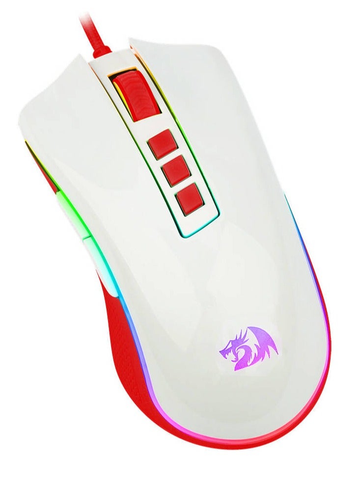 Wired Gaming Mouse Cobra Cherry M711C , Pixart PWM3327 Sensor, up to 12400 DPI, 8 Programmable Buttons, USB 2.0 Connectivity, 1.8m Cable Length, White/Red | M711C