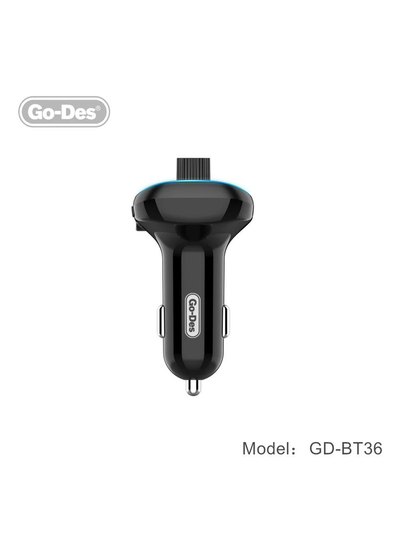 BT-36 Fm Transmitter Bluetooth Wireless Hands-free Radio Mp3 Car Player With Blue Atmosphere Light