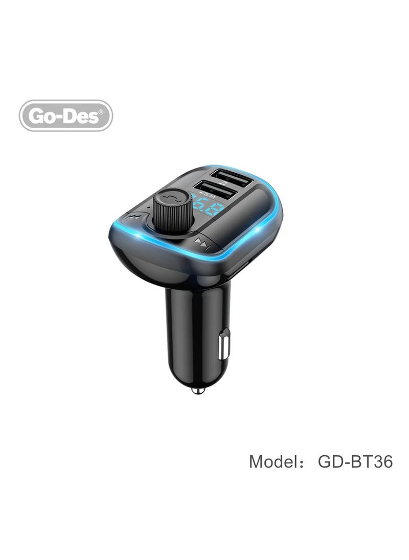 BT-36 Fm Transmitter Bluetooth Wireless Hands-free Radio Mp3 Car Player With Blue Atmosphere Light