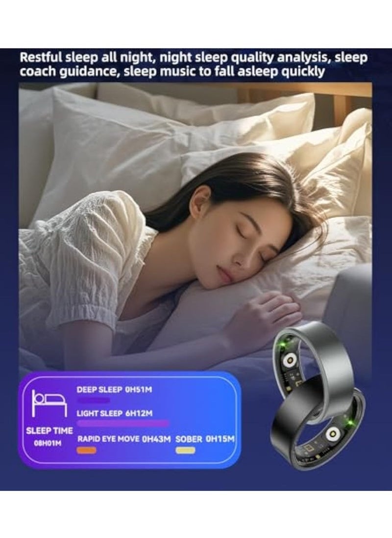 Smart Ring, Activity & Fitness Tracker Ring for Women/Men, No APP Subscription, Fitness Tracking Smart Ring with /Heart Rate/Waterproof (Black, #11)