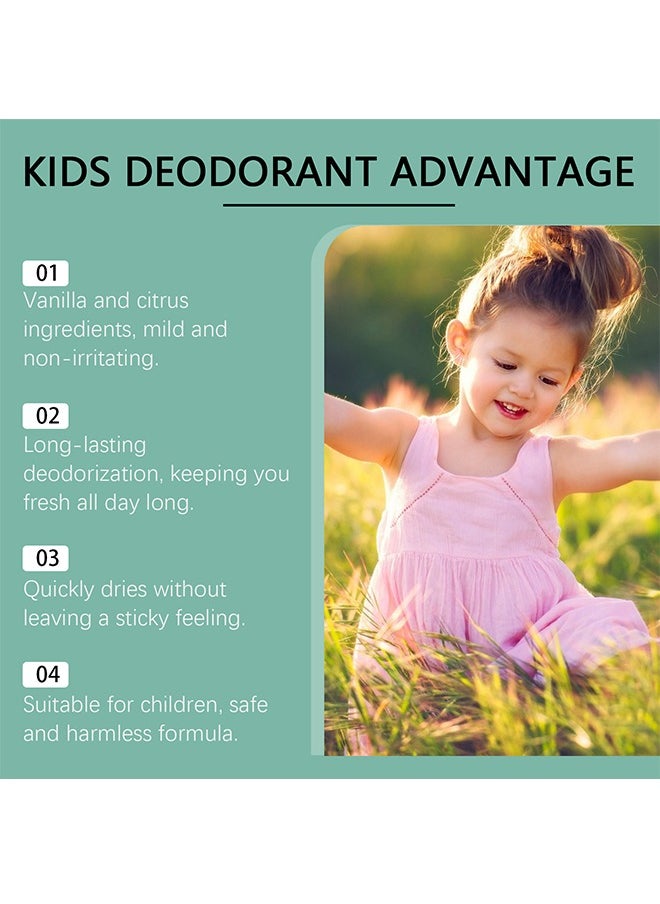 Kids Deodorant Mild and Soft, Aluminum Free, Alcohol-Free, Paraben Free, 24 Hr Odor Protection, Clean Fresh Scent, Kids & Tweens, Hypoallergenic Deodorant 50ml (white)