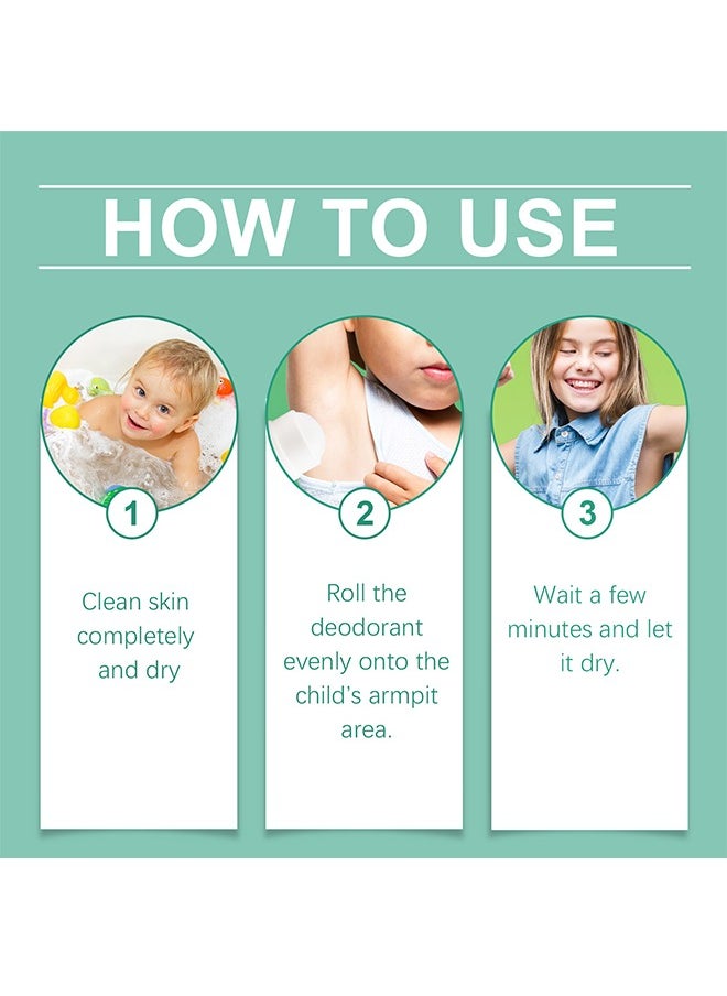 Kids Deodorant Mild and Soft, Aluminum Free, Alcohol-Free, Paraben Free, 24 Hr Odor Protection, Clean Fresh Scent, Kids & Tweens, Hypoallergenic Deodorant 50ml (white)