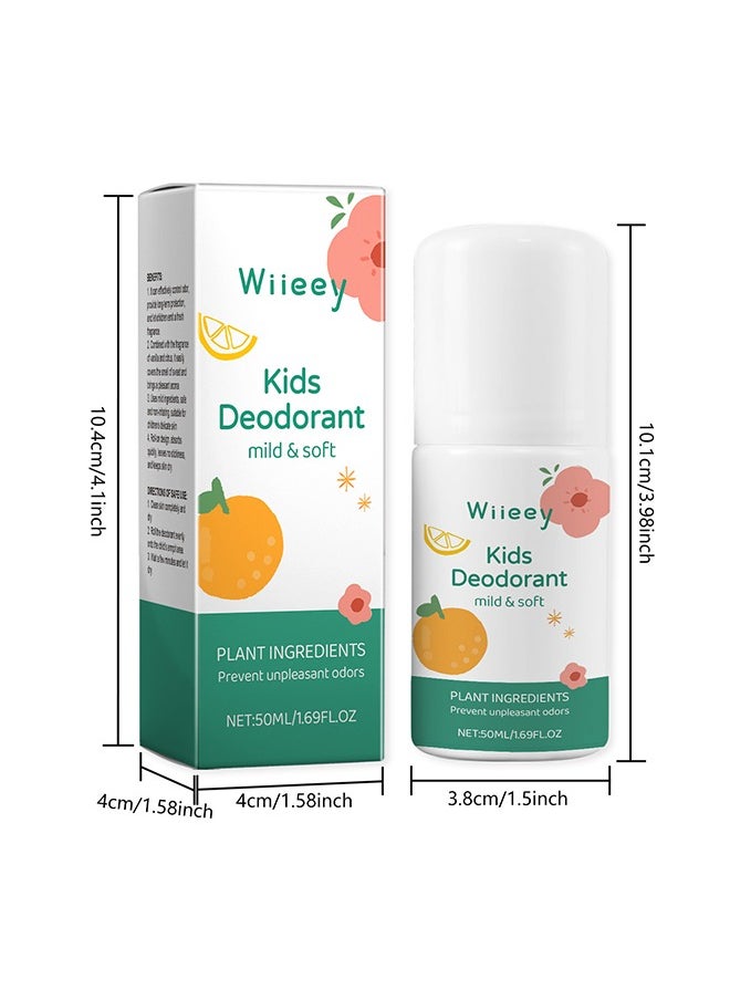 Kids Deodorant Mild and Soft, Aluminum Free, Alcohol-Free, Paraben Free, 24 Hr Odor Protection, Clean Fresh Scent, Kids & Tweens, Hypoallergenic Deodorant 50ml (white)