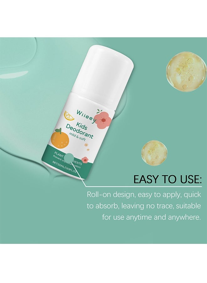 Kids Deodorant Mild and Soft, Aluminum Free, Alcohol-Free, Paraben Free, 24 Hr Odor Protection, Clean Fresh Scent, Kids & Tweens, Hypoallergenic Deodorant 50ml (white)