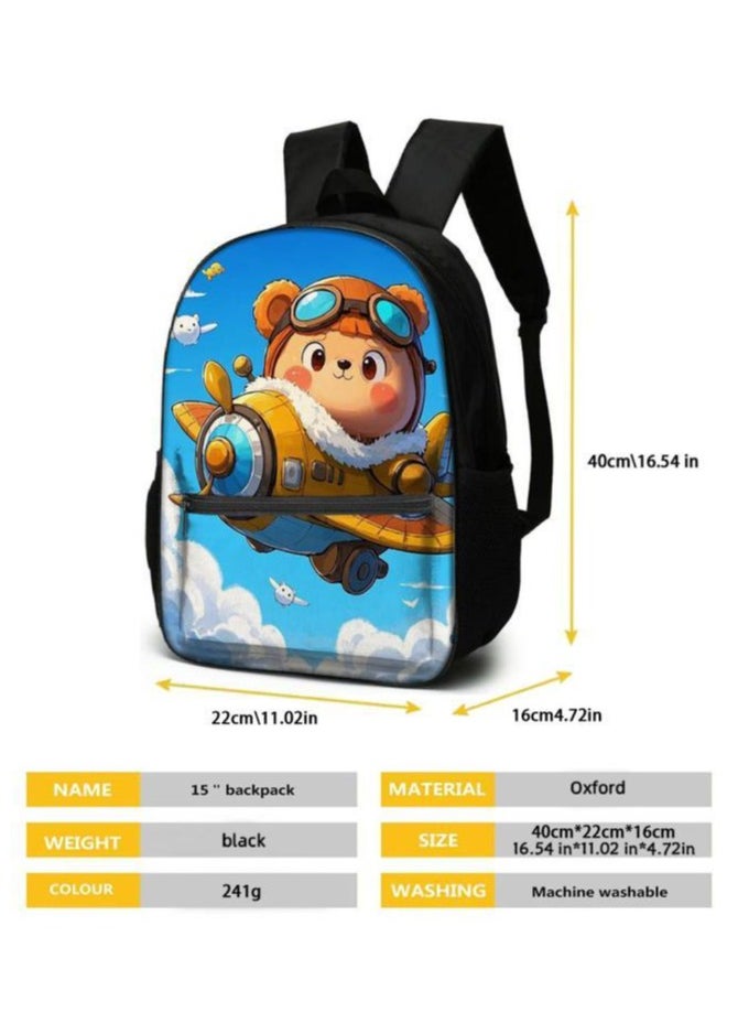 Cartoon three-piece schoolbag with zipper - 715