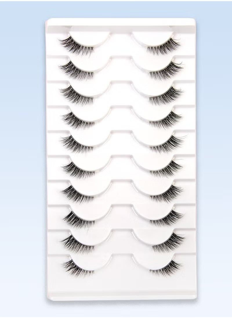 Cat Eye Lashes, Natural Half Lashes, False Eyelashes Set, Cat Eye 3D Artificial Lashes, Fluffy and Soft 10 Pairs Lash Set