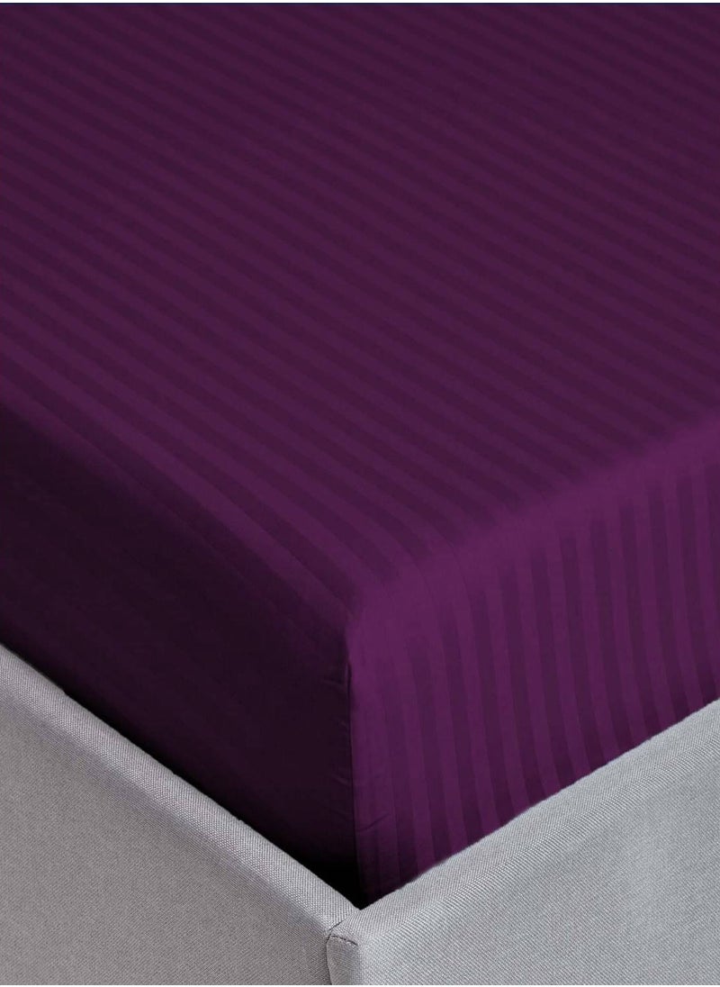 Deep Fitted Bed Sheet +2Pcs Pillow Covers, King/Queen/Double/Single Sizes, Color Purple, Depth 30cm