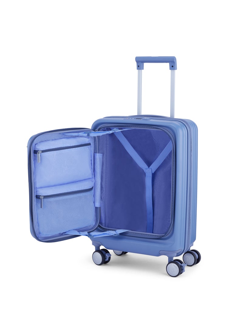 Trento Spinner 54cm Lightweight Hard Shell Cabin Luggage Trolly Bag TSA Lock 360° Wheels Blue