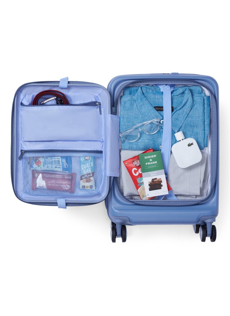 Trento Spinner 54cm Lightweight Hard Shell Cabin Luggage Trolly Bag TSA Lock 360° Wheels Blue