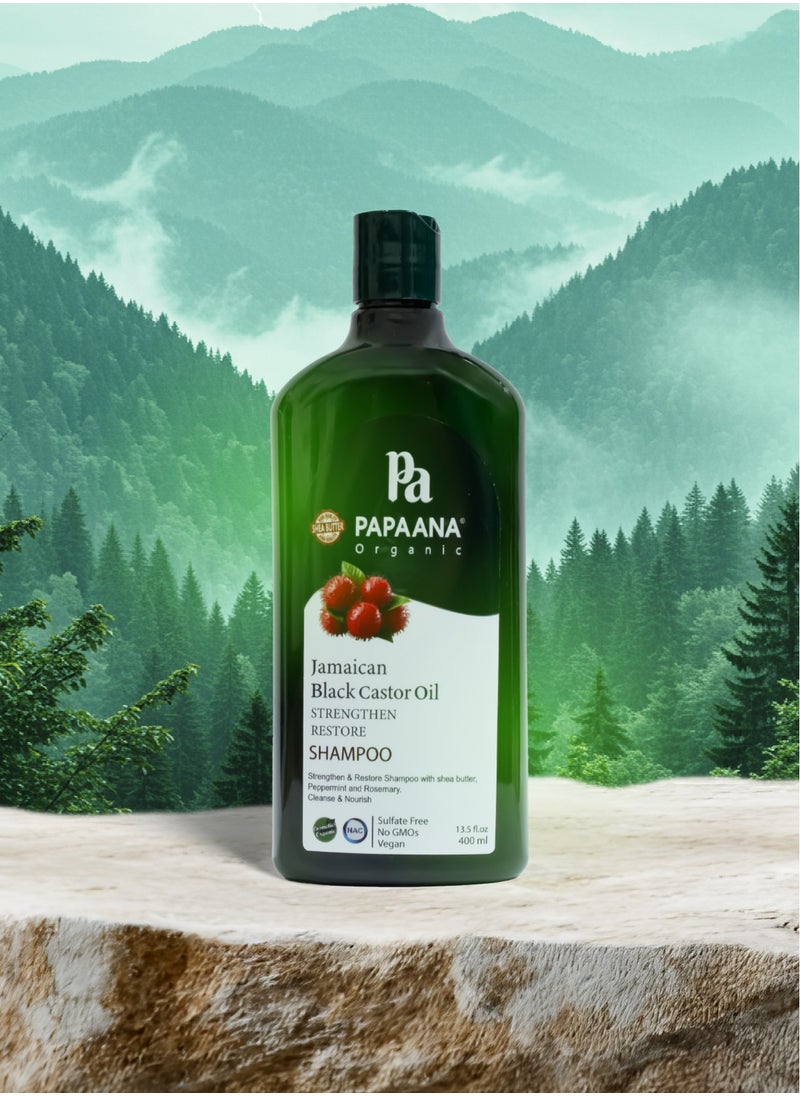 Jamaican Black Castor Oil Strengthen & Restore Shampoo with Shea Butter – 400ml, Strengthens & Nourishes for Thicker Hair with Shea Butter