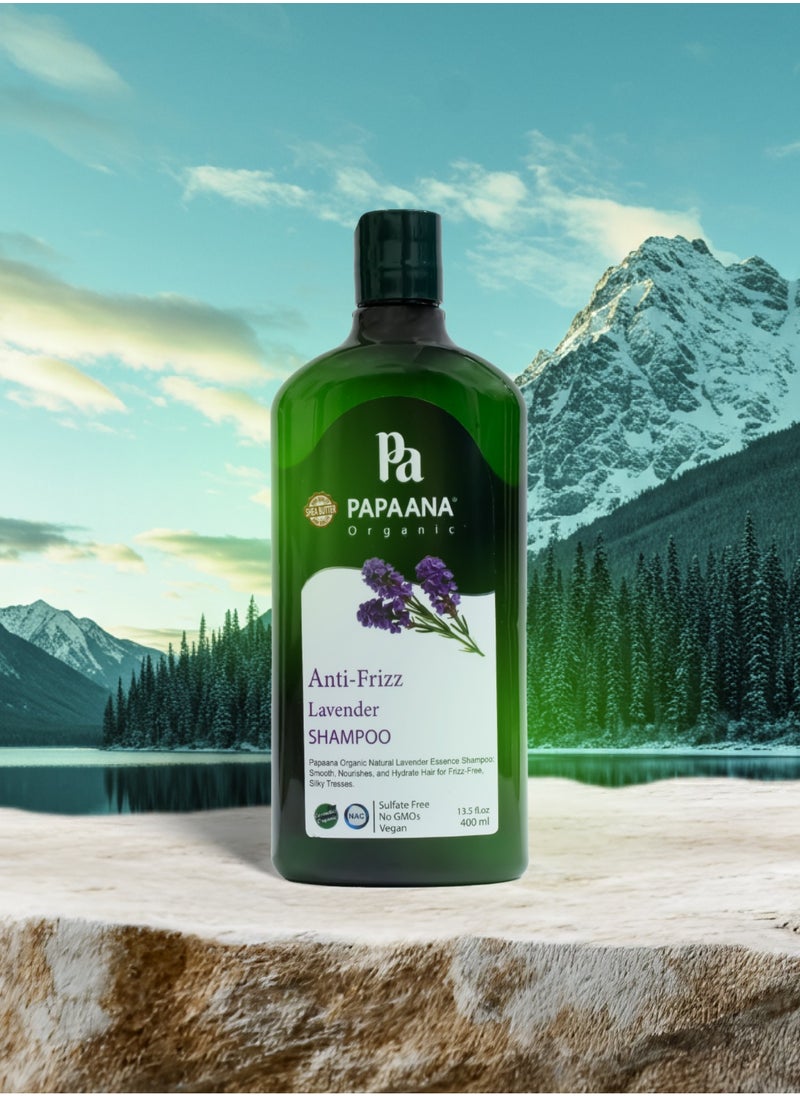 Anti-Frizz Lavender Shampoo with Shea Butter – 400ml, Frizz Control & Hydration for Smooth, Silky Hair with Shea Butter