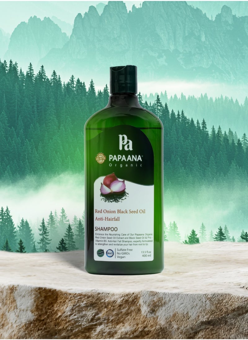 Red Onion & Black Seed Oil Anti-Hairfall Shampoo with Shea Butter – 400ml, Strengthens & Nourishes for Hair Growth with Shea Butter