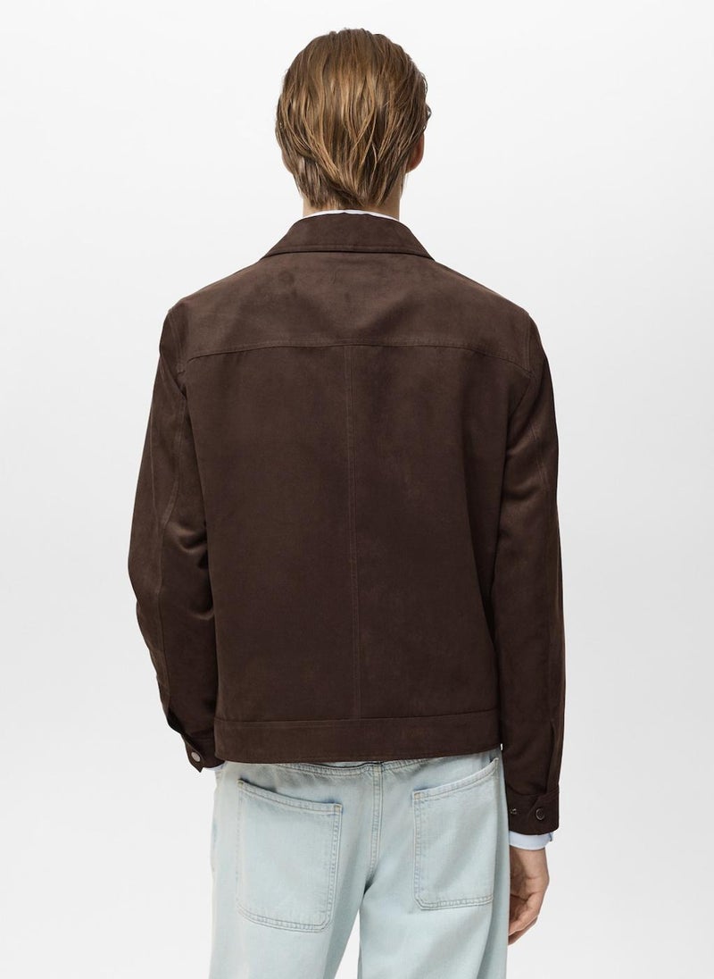 Suede-Effect Jacket With Zip