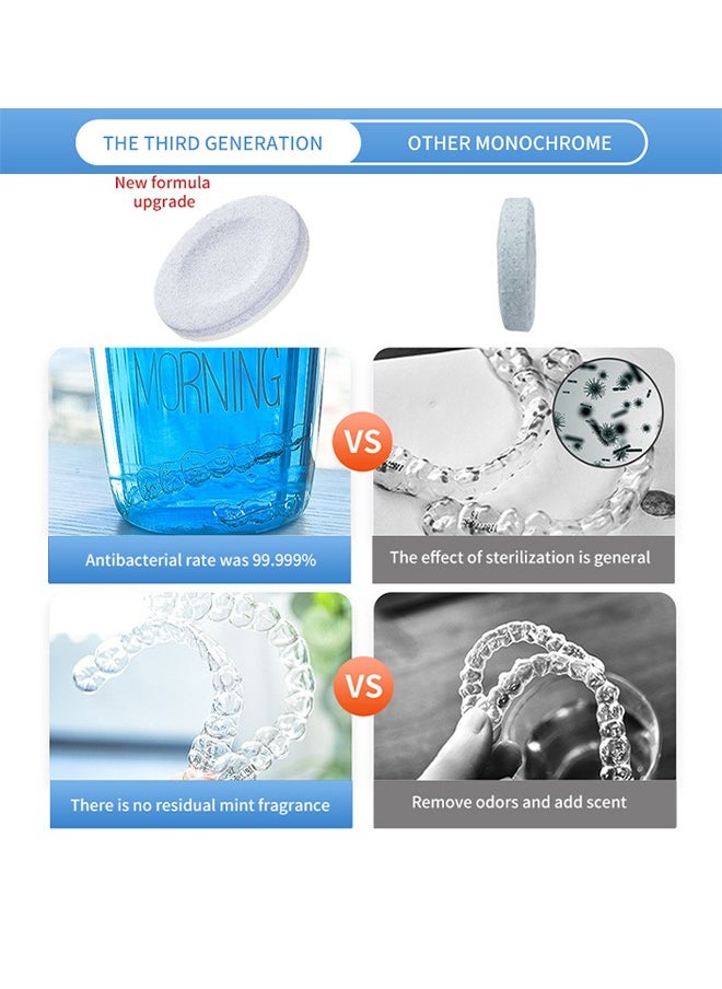 Retainer Cleaner，Retainer Cleaner Tablets Denture Cleaning Tablets for Dental Appliances and Night Mouth Guard Cleanser Removes Odors Stains Plaque-36Tablets