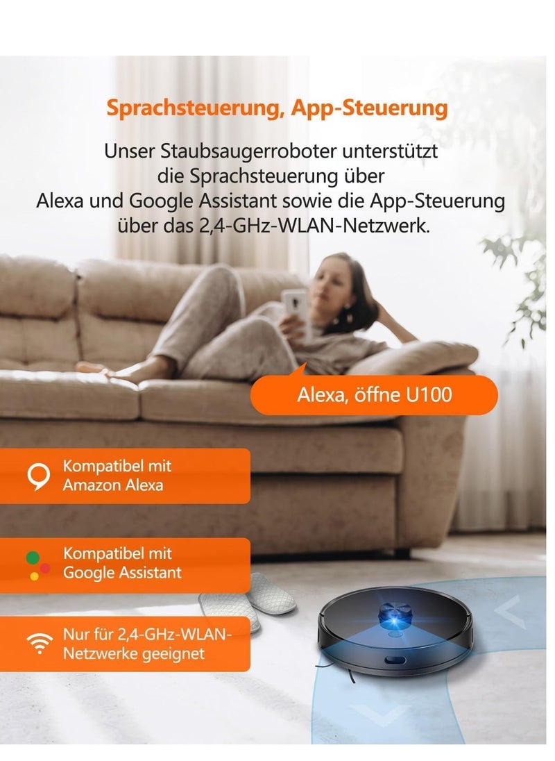 uwant U100 Robot Vacuum Cleaner with Suction Station, Home Mapping, Combination of Robot Vacuum Cleaner and Mop, Lidar Navigation by Laser, 4000Pa