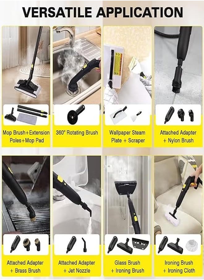 Steam Cleaner, 5Bar Steam Pressure, 5-8Min Heating Time, 2000W, 2L, for Floor Cleaning/Car Cleaning/Sofa Cleaning/Kitchen Cleaning/Toilet Cleaning/Washer Cleaning/Housekeeping