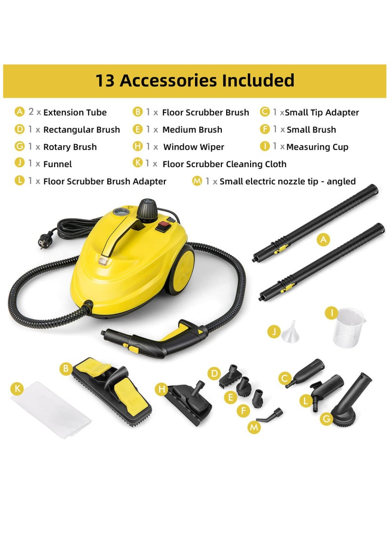 Steam Cleaner, 5Bar Steam Pressure, 5-8Min Heating Time, 2000W, 2L, for Floor Cleaning/Car Cleaning/Sofa Cleaning/Kitchen Cleaning/Toilet Cleaning/Washer Cleaning/Housekeeping