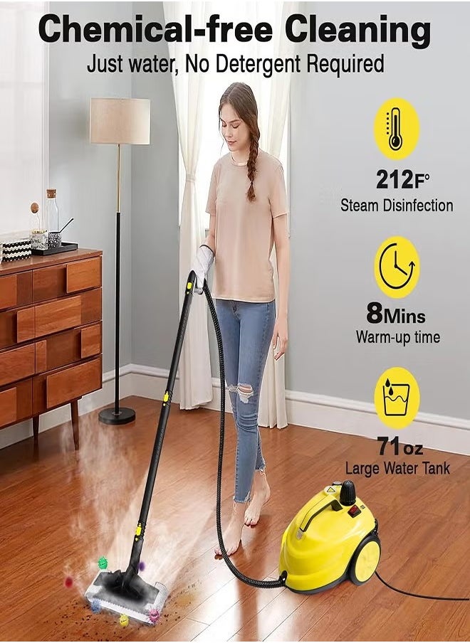 Steam Cleaner, 5Bar Steam Pressure, 5-8Min Heating Time, 2000W, 2L, for Floor Cleaning/Car Cleaning/Sofa Cleaning/Kitchen Cleaning/Toilet Cleaning/Washer Cleaning/Housekeeping