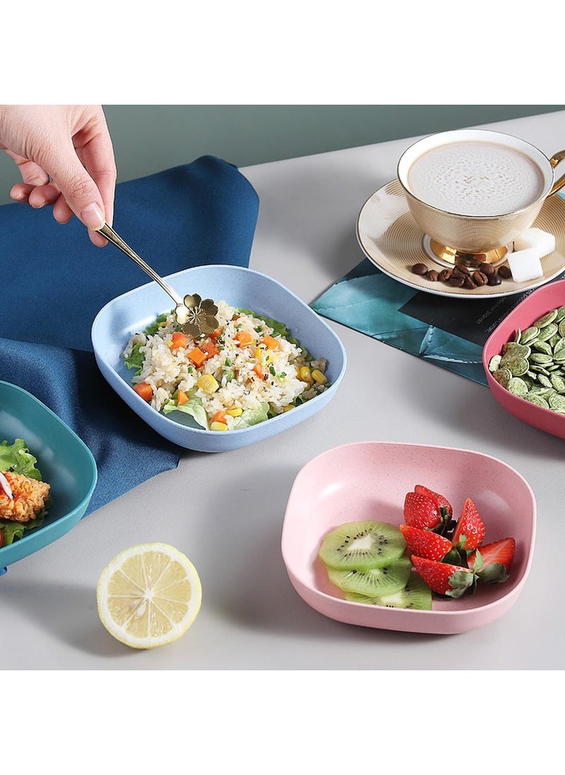 wolpin Square Plastic Dinner Plate Set (Set of 10 Pcs) Colorful Snacks Plate/Breakfast Plate with Stand