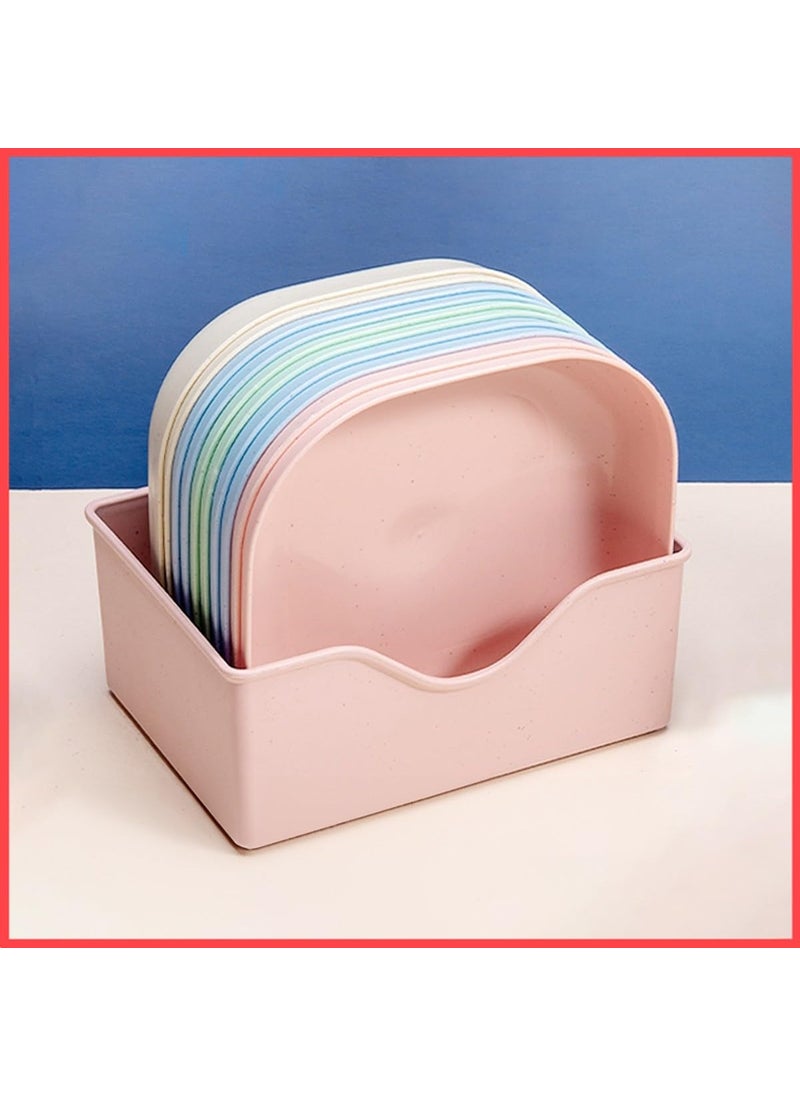 wolpin Square Plastic Dinner Plate Set (Set of 10 Pcs) Colorful Snacks Plate/Breakfast Plate with Stand