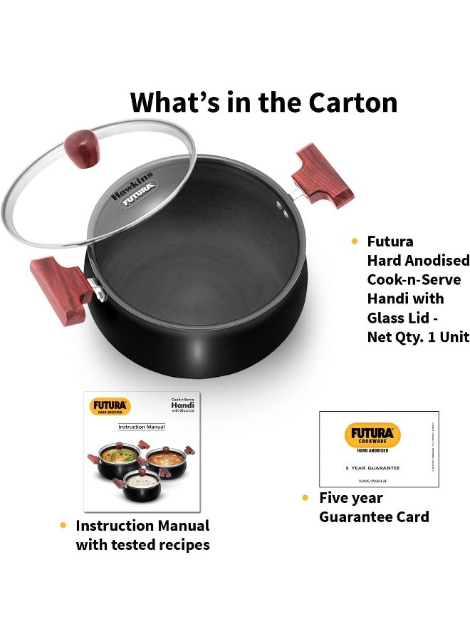 4 Liters Futura Hard Anodised Aluminium Saucepan,Induction Compatible,Black