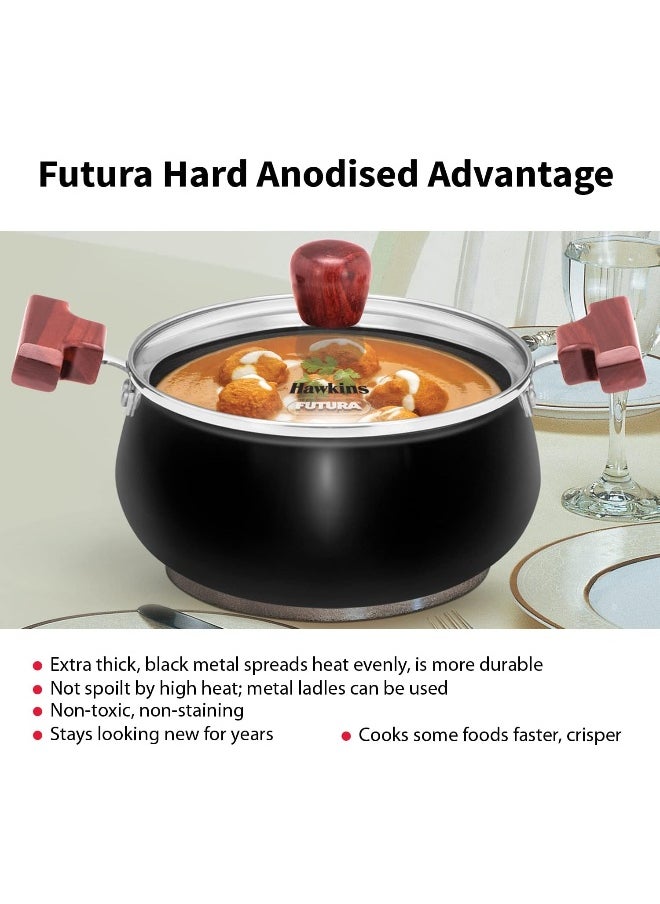 4 Liters Futura Hard Anodised Aluminium Saucepan,Induction Compatible,Black