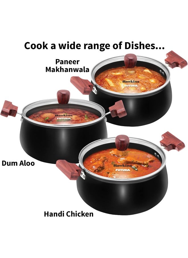 4 Liters Futura Hard Anodised Aluminium Saucepan,Induction Compatible,Black