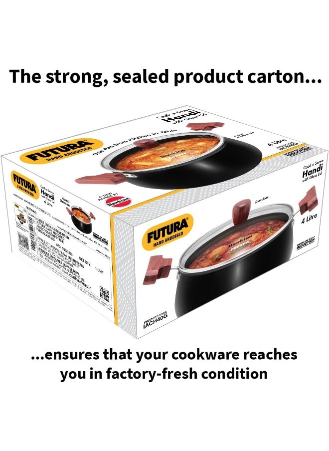 4 Liters Futura Hard Anodised Aluminium Saucepan,Induction Compatible,Black