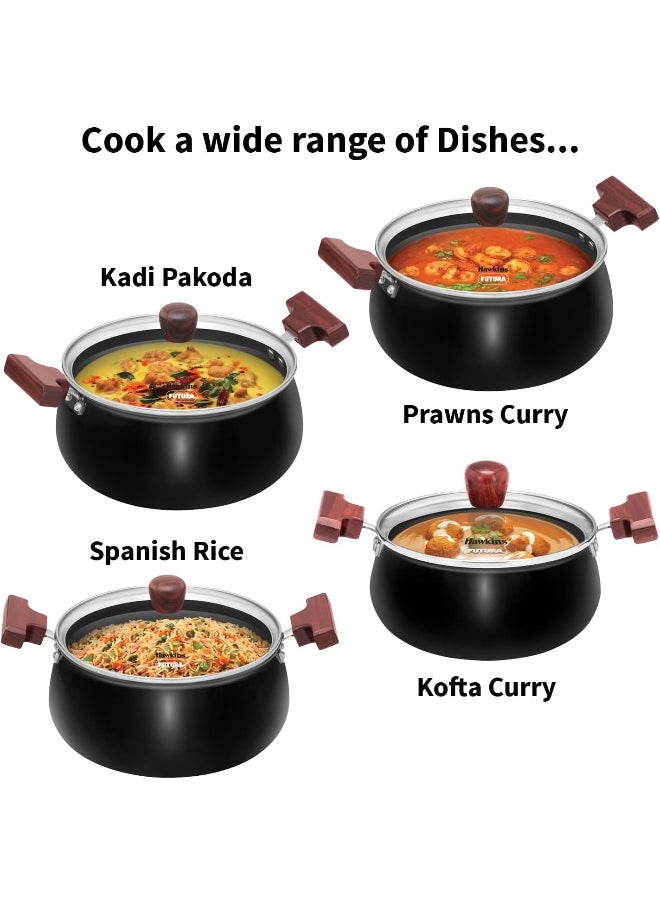 4 Liters Futura Hard Anodised Aluminium Saucepan,Induction Compatible,Black