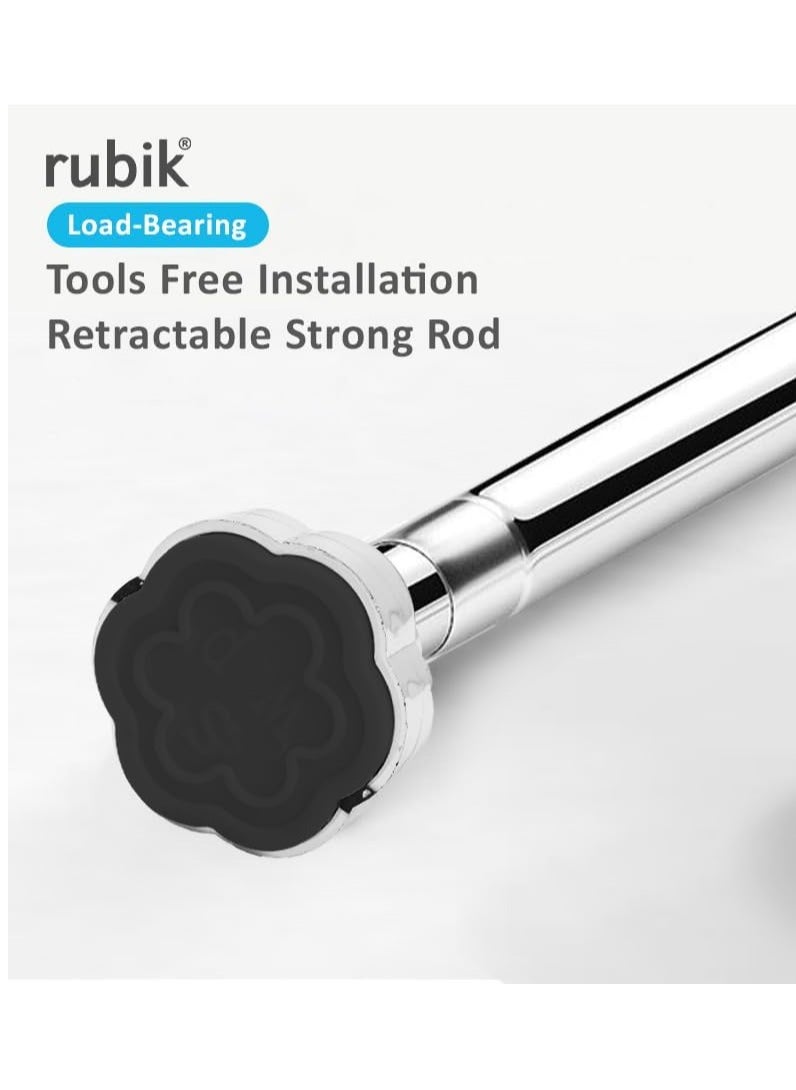 Curtain Rod, 150cm to 260cm Adjustable Length Telescopic Tension Bar Stainless Steel for Shower Stalls Bathtubs Closets Windows Changing Areas - Non-Slip No Drilling