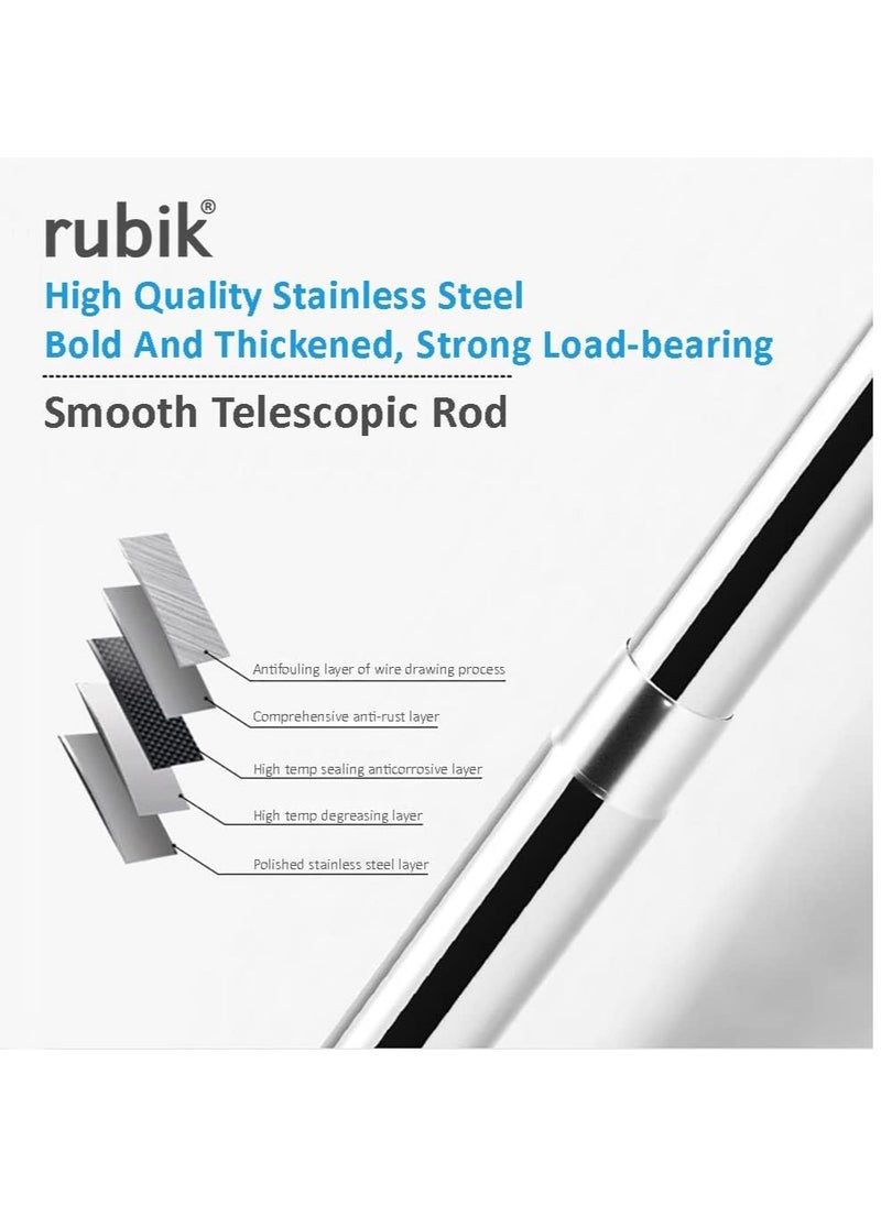 Curtain Rod, 150cm to 260cm Adjustable Length Telescopic Tension Bar Stainless Steel for Shower Stalls Bathtubs Closets Windows Changing Areas - Non-Slip No Drilling