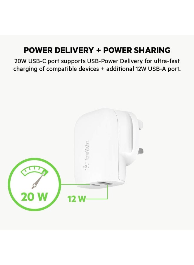 Boost Charge USB-C Wall Charger 32W (Fast Charger for iPhone, iPad, Samsung, Pixel, Huawei, And More)