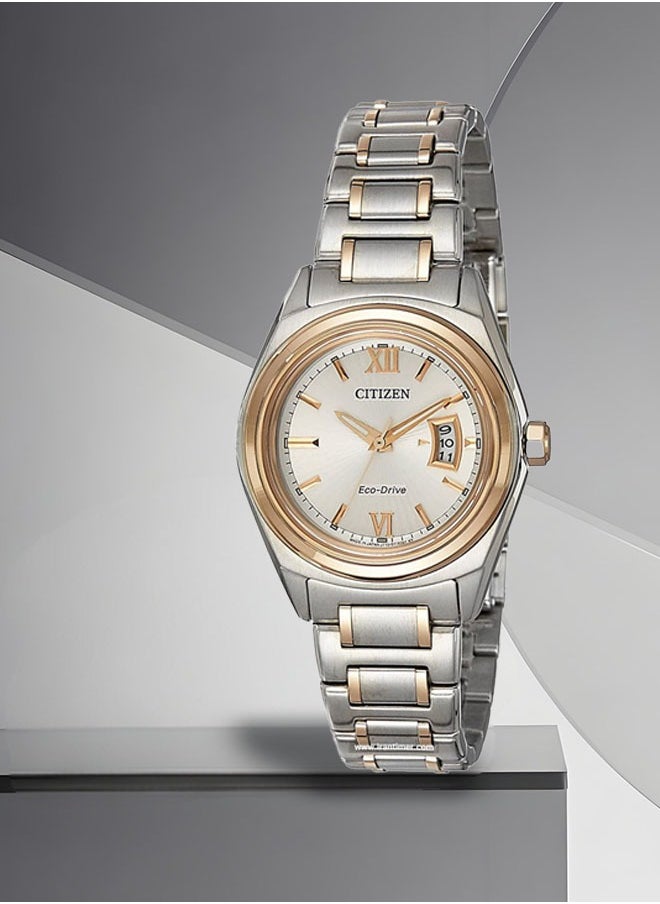 Citizen FE1054-51A Ladies Eco-Drive Watch - White Dial Two-Tone Stainless Steel
