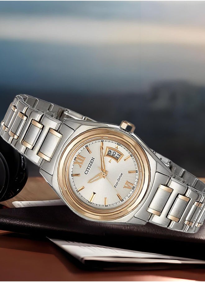 Citizen FE1054-51A Ladies Eco-Drive Watch - White Dial Two-Tone Stainless Steel