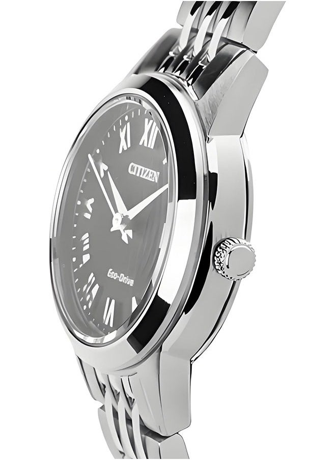 Citizen FE1080-51E Ladies Eco-Drive Watch - Black Dial Stainless Steel