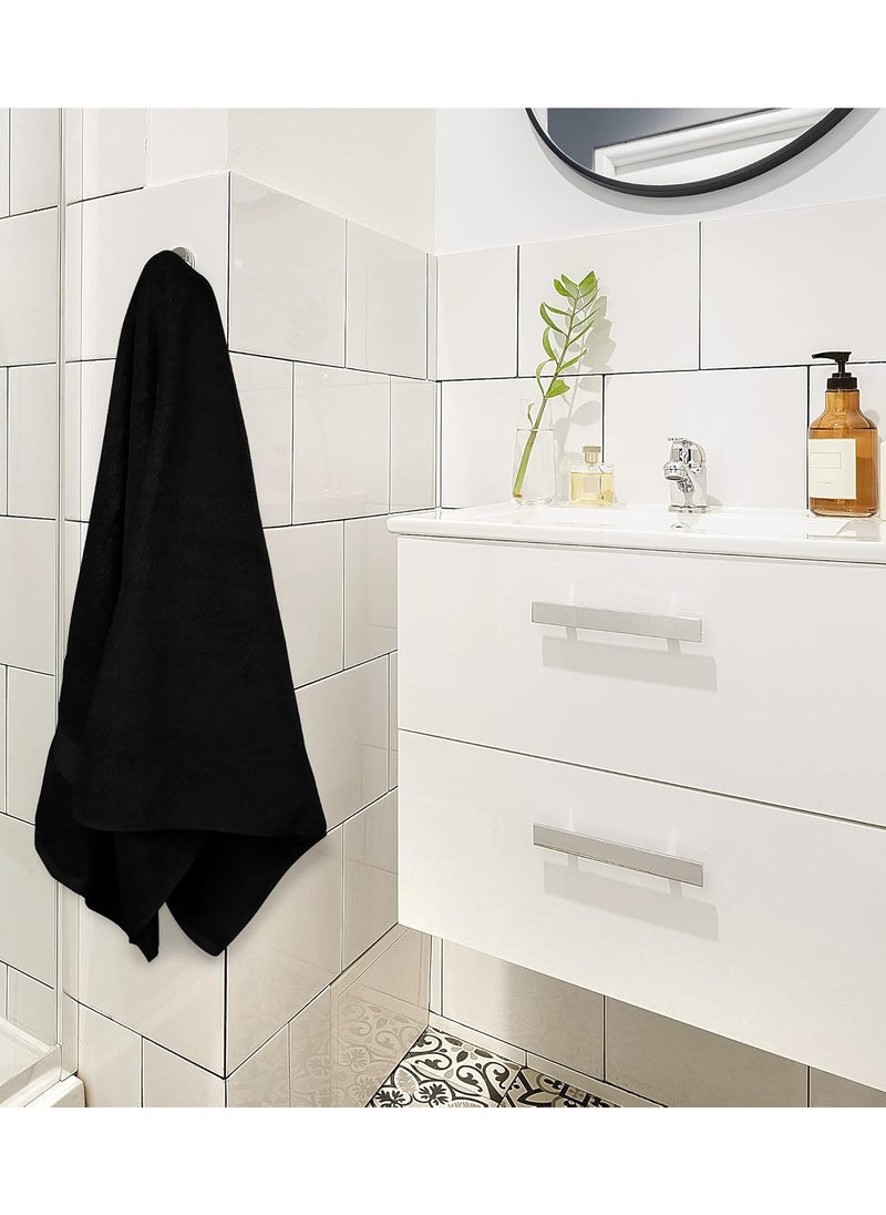 Bath Towel 50x100 cm – Soft & Absorbent 100% Combed Cotton, Quick-Dry Bathroom Towel - Black