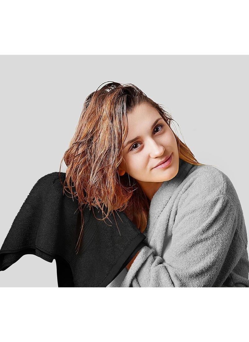 Bath Towel 50x100 cm – Soft & Absorbent 100% Combed Cotton, Quick-Dry Bathroom Towel - Black