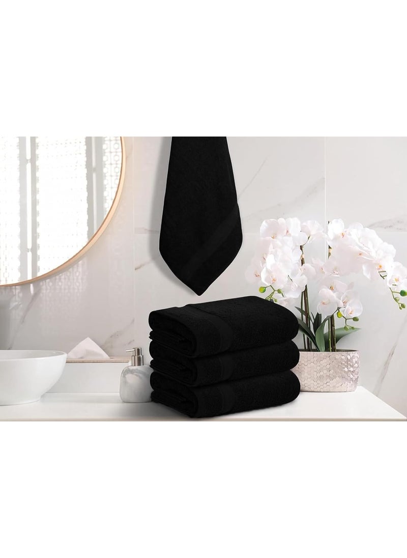 Bath Towel 50x100 cm – Soft & Absorbent 100% Combed Cotton, Quick-Dry Bathroom Towel - Black