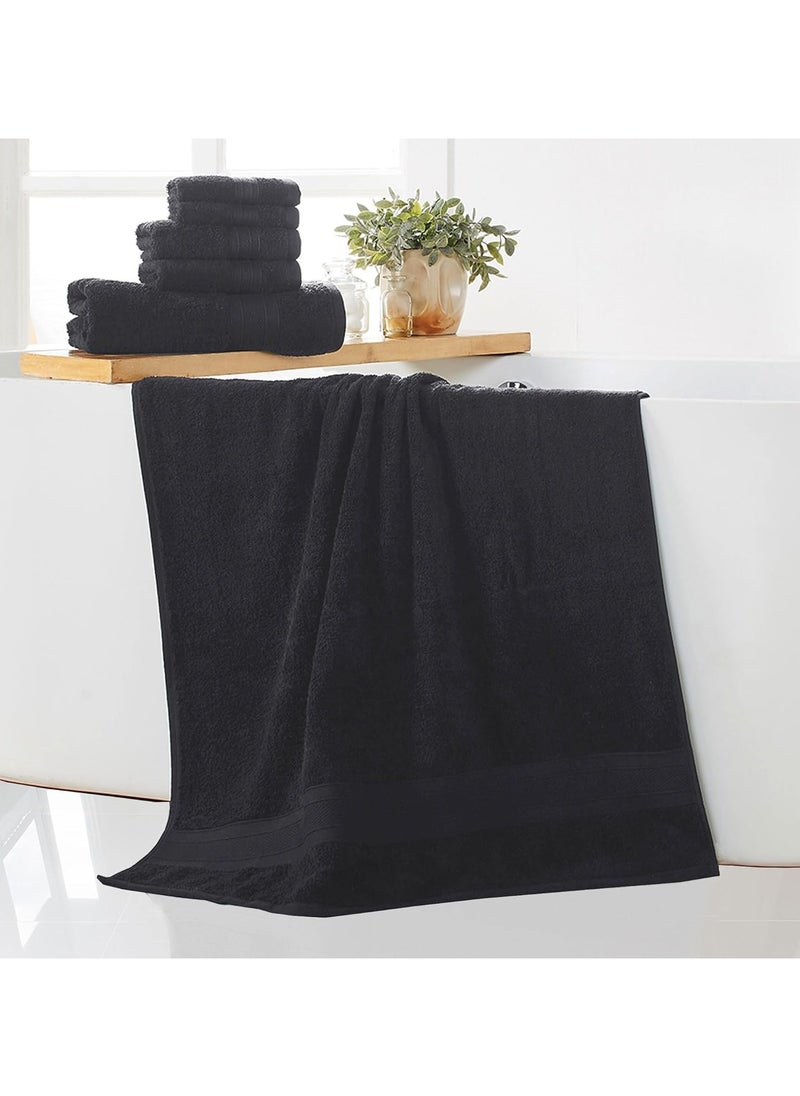 Bath Towel 50x100 cm – Soft & Absorbent 100% Combed Cotton, Quick-Dry Bathroom Towel - Black