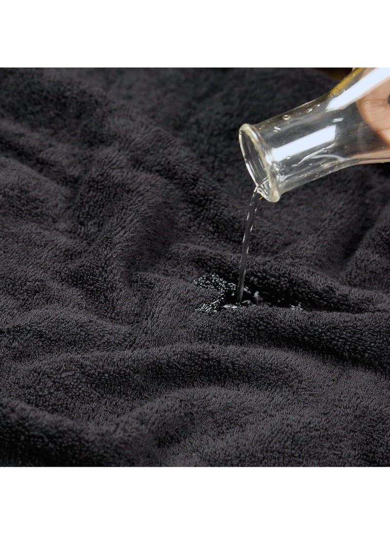 Bath Towel 50x100 cm – Soft & Absorbent 100% Combed Cotton, Quick-Dry Bathroom Towel - Black