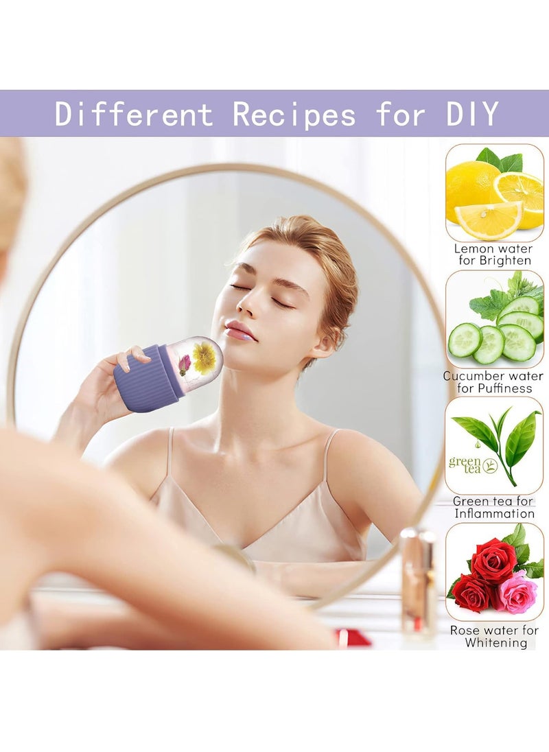 Ice Face Roller Massager, Ice Cube Roller for Face, Eyes and Neck Naturally Conditioning and Skin Care,De-Puff Eye Bags, Reduce Migraine Pain, Reusable Massage Silicone Ice Mold (Purple)