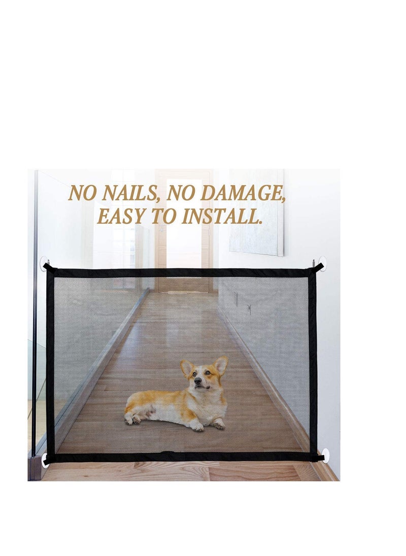 Pet Gate, Dog Isolation Net, Portable Foldable Pet Isolation Fence Dog Barrier Safety Fence Safety Magic Enclosure Net Extra Wide Retractable Adjustable Portable Folding Mesh Dog Gate