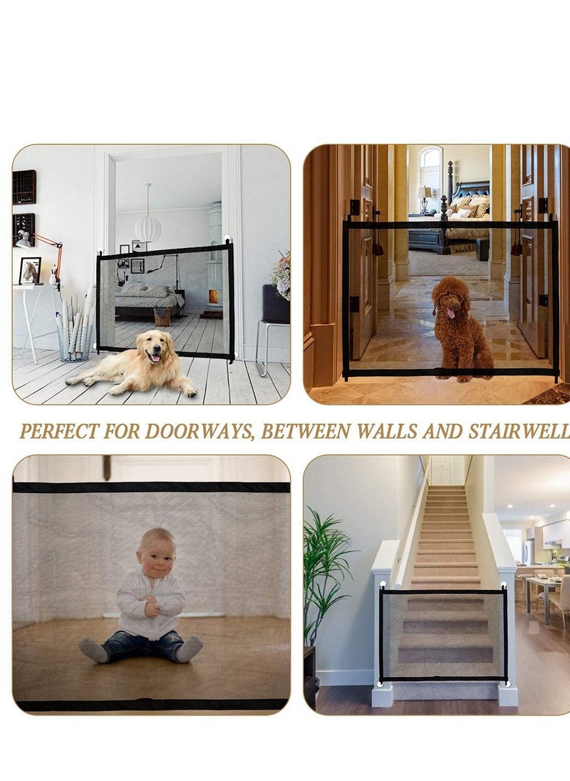 Pet Gate, Dog Isolation Net, Portable Foldable Pet Isolation Fence Dog Barrier Safety Fence Safety Magic Enclosure Net Extra Wide Retractable Adjustable Portable Folding Mesh Dog Gate