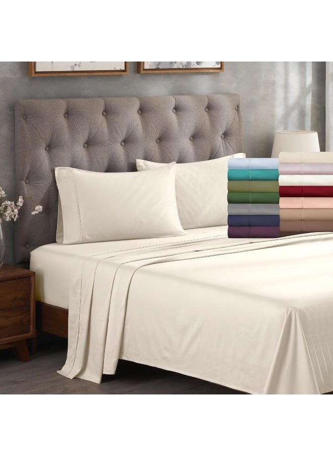 Superior 400 Thread Count Egyptian Cotton Material Sheets, Modern Solid Deep Pocket Soft Bed Sheet Set, Full, Teal
