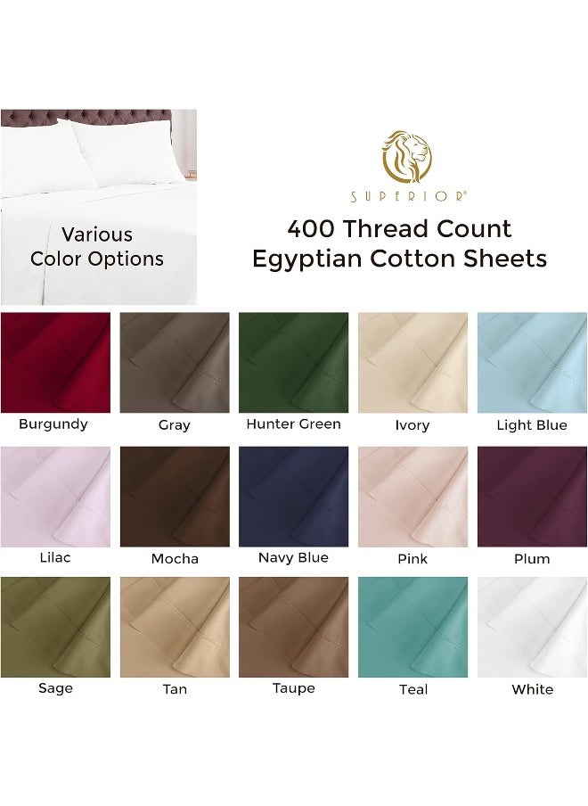 Superior 400 Thread Count Egyptian Cotton Material Sheets, Modern Solid Deep Pocket Soft Bed Sheet Set, Full, Teal