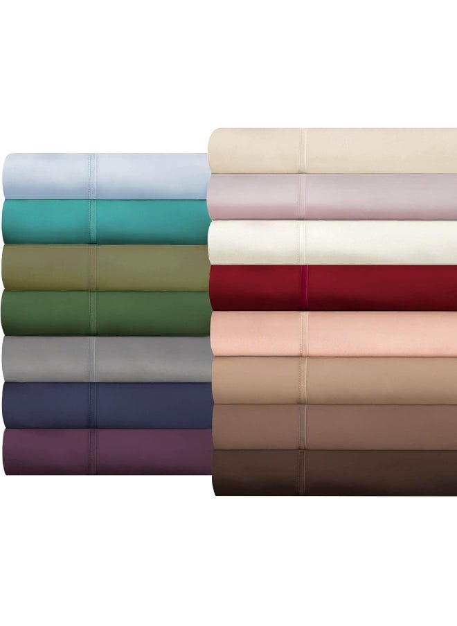 Superior 400 Thread Count Egyptian Cotton Material Sheets, Modern Solid Deep Pocket Soft Bed Sheet Set, Full, Teal