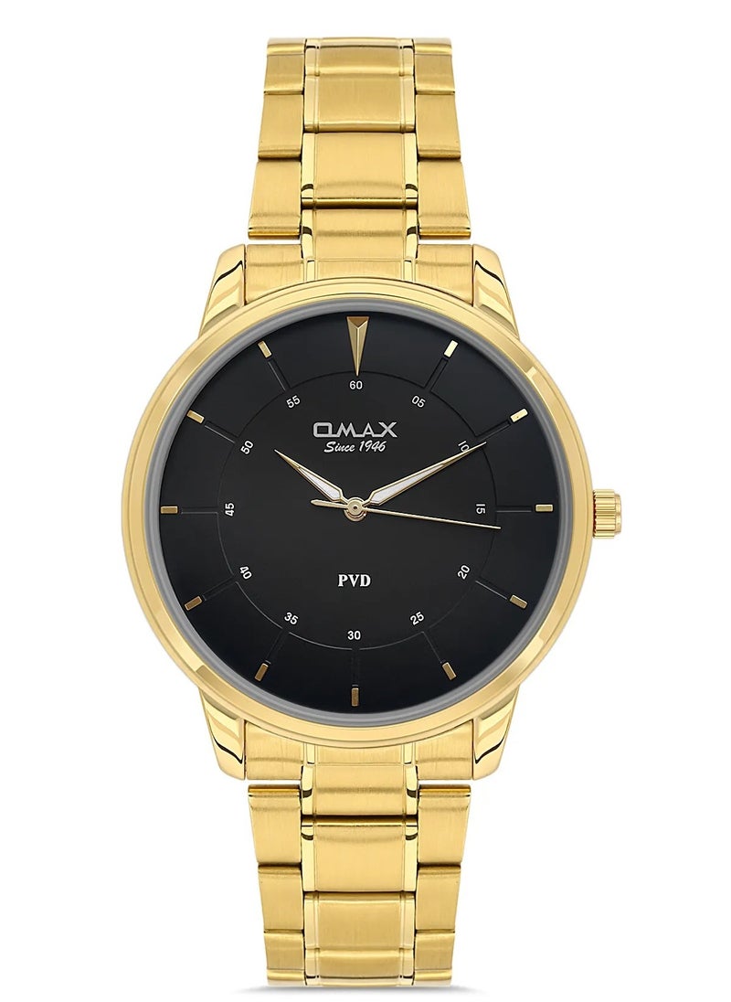 Omax Men's Gold Luxury Wristwatch, Watches for Men, Stainless Watches, Silver Steel Band, Analog Dial, Waterproof Watch, 1 Year Warranty