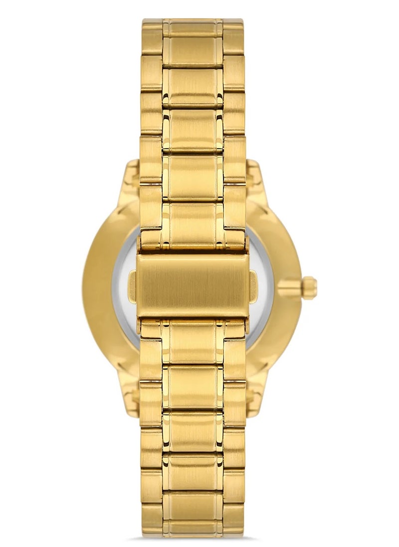 Omax Men's Gold Luxury Wristwatch, Watches for Men, Stainless Watches, Silver Steel Band, Analog Dial, Waterproof Watch, 1 Year Warranty